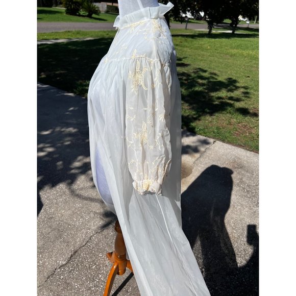 1950s Vanity Fair Peignoir Negligee Size 38 Cream Lace Chiffon Tricot - Picture 6 of 8